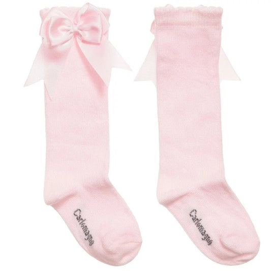 CARLOMAGNO UKG2 Pink Ribbon Bow Socks