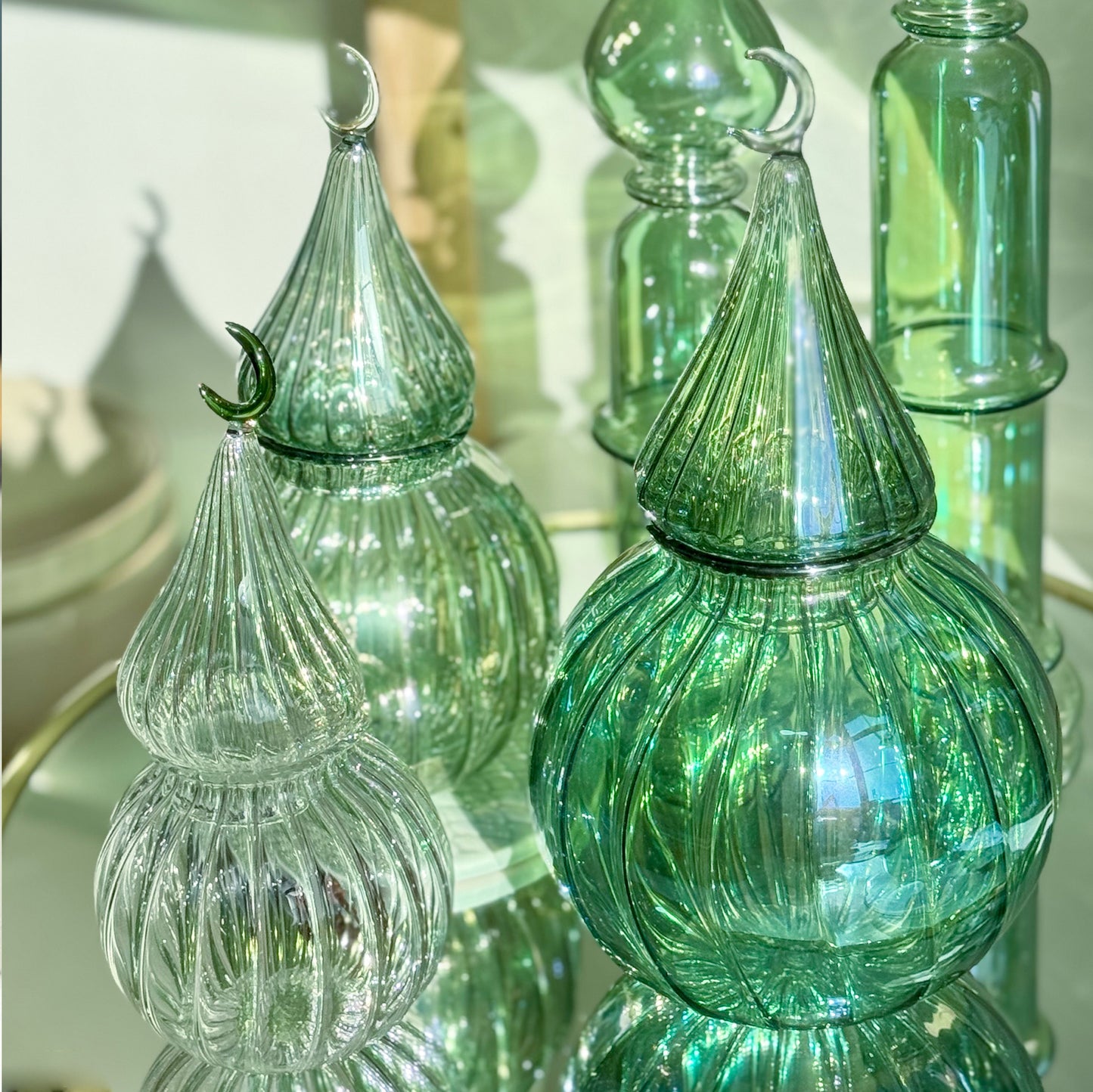 Moon Glass Jar - Green