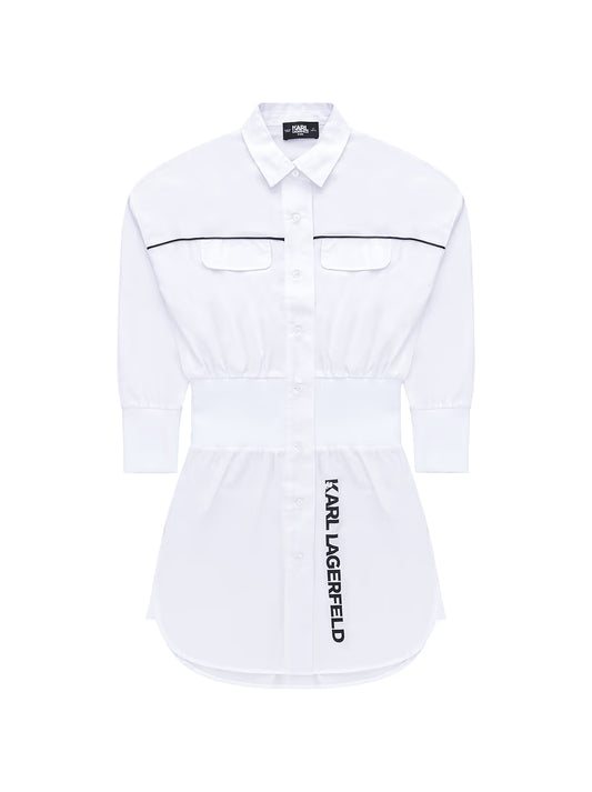 KARL LAGERFELD Girls White Logo Long Sleeve Shirt Dress