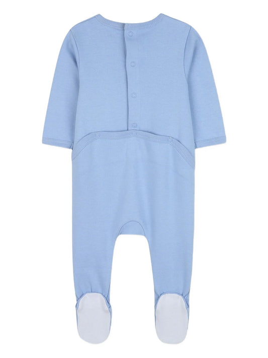 KENZO K61250/77A Baby Boys Baby Blue Logo Embroidered Babygrow