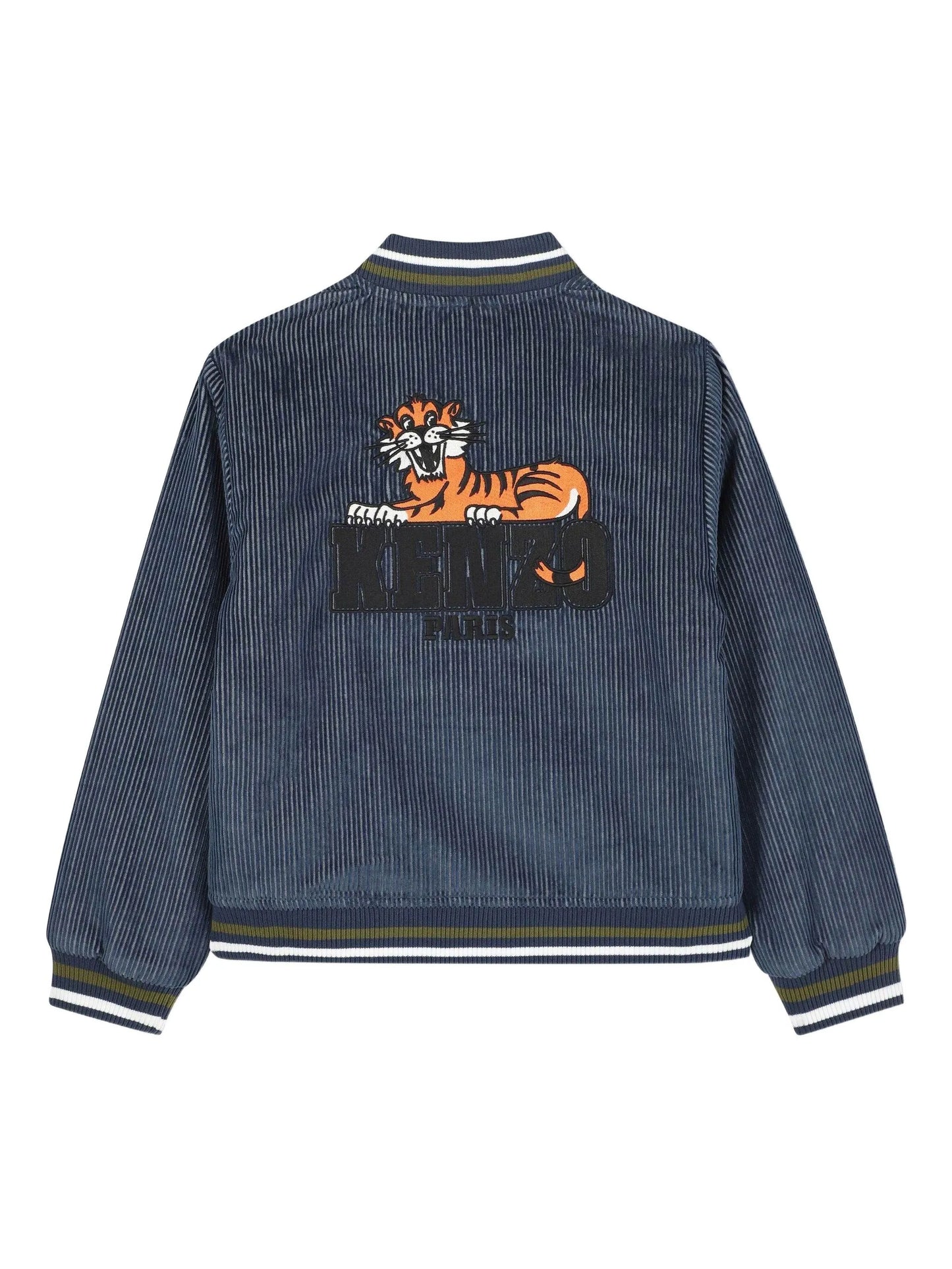 KENZO K61.88/852 KIDS Navy Blue Logo Corduroy Bomber Jacket
