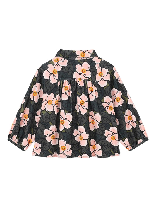 KENZO K61316/64M KIDS Girls Green Logo Floral-Print Blouse