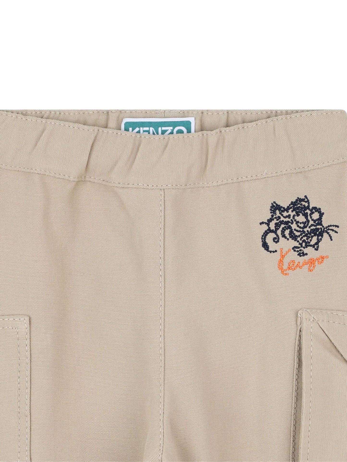 KENZO K61288/249 KIDS Baby Boys Beige Logo Tapered Cargo Trousers