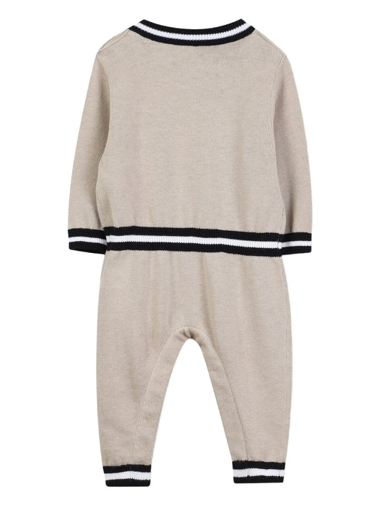 KARL LAGERFELD Z30973/211 Kids Beige Logo-Detail Long-Sleeve Romper