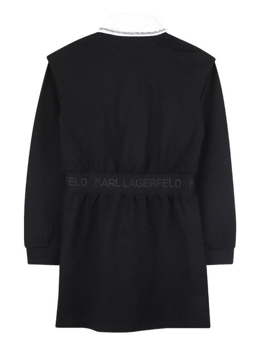 KARL LAGERFELD Z30612/09B Kids Girls Black Waist-Tying Shirt Dress