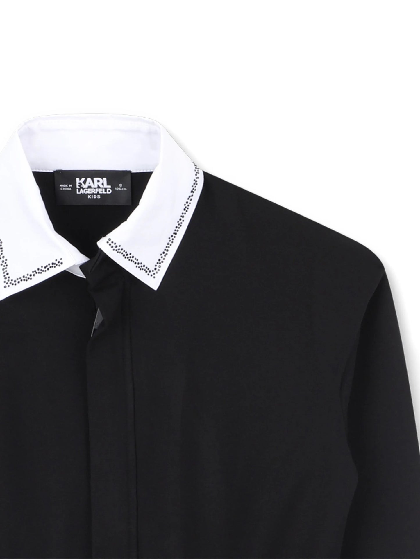 KARL LAGERFELD Z30612/09B Kids Girls Black Waist-Tying Shirt Dress