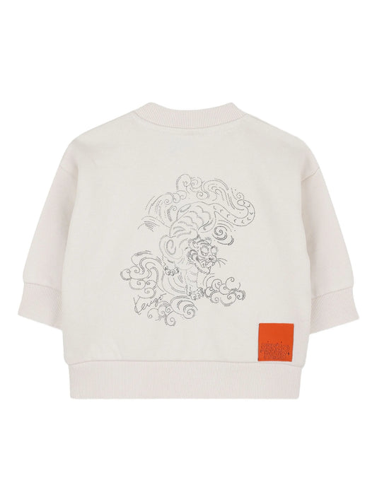 KENZO K61290/21G KIDS Ivory Logo Embellished Long-Sleeve Sweater