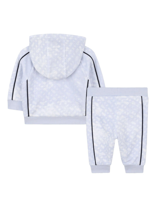 BOSS J52534/771 Younger Boys Baby Blue Monogram-print Hooded Tracksuit
