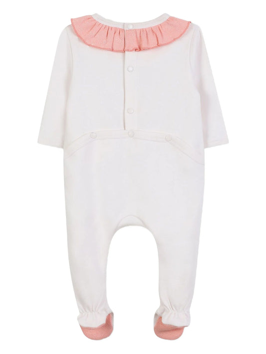 KENZO K61238/47R Baby Girls Peachy Logo Ruffle-Collar Babygrow
