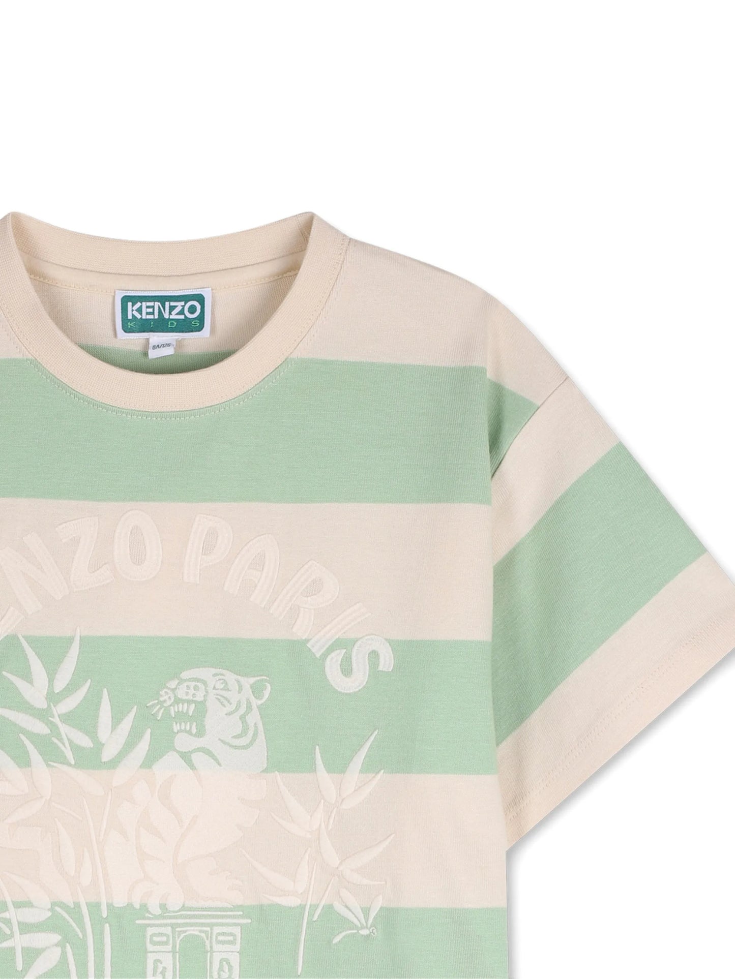 KENZO KIDS Boys Green Striped T-shirt