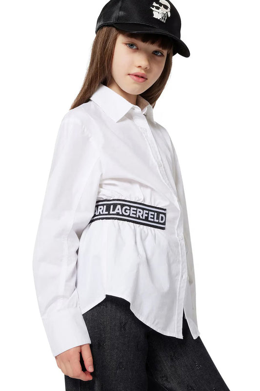 KARL LAGERFELD Z30587/10P Kids Girls White Logo-Waistband Shirt