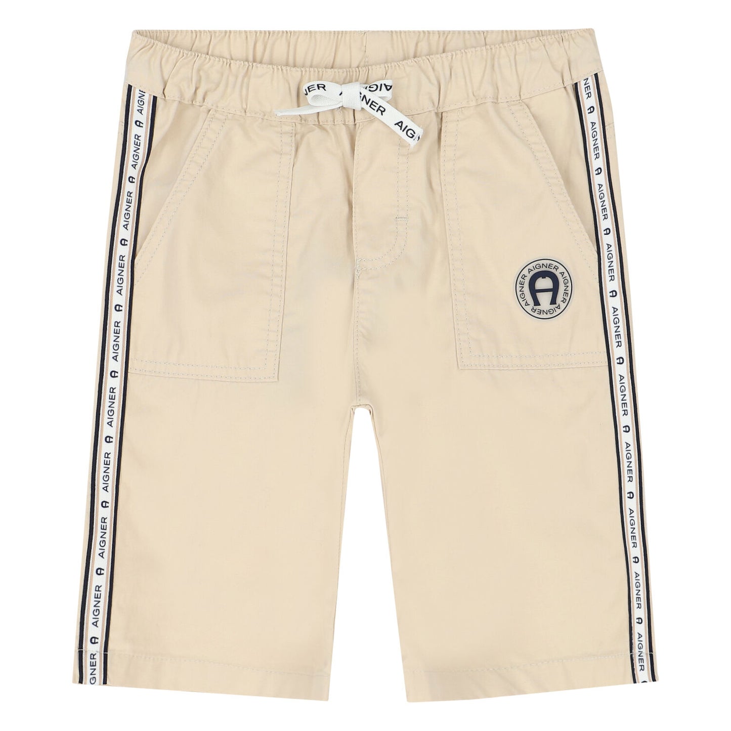 AIGNER Boys Beige Logo Shorts