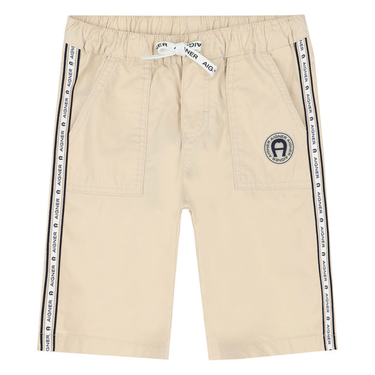 AIGNER Boys Beige Logo Shorts
