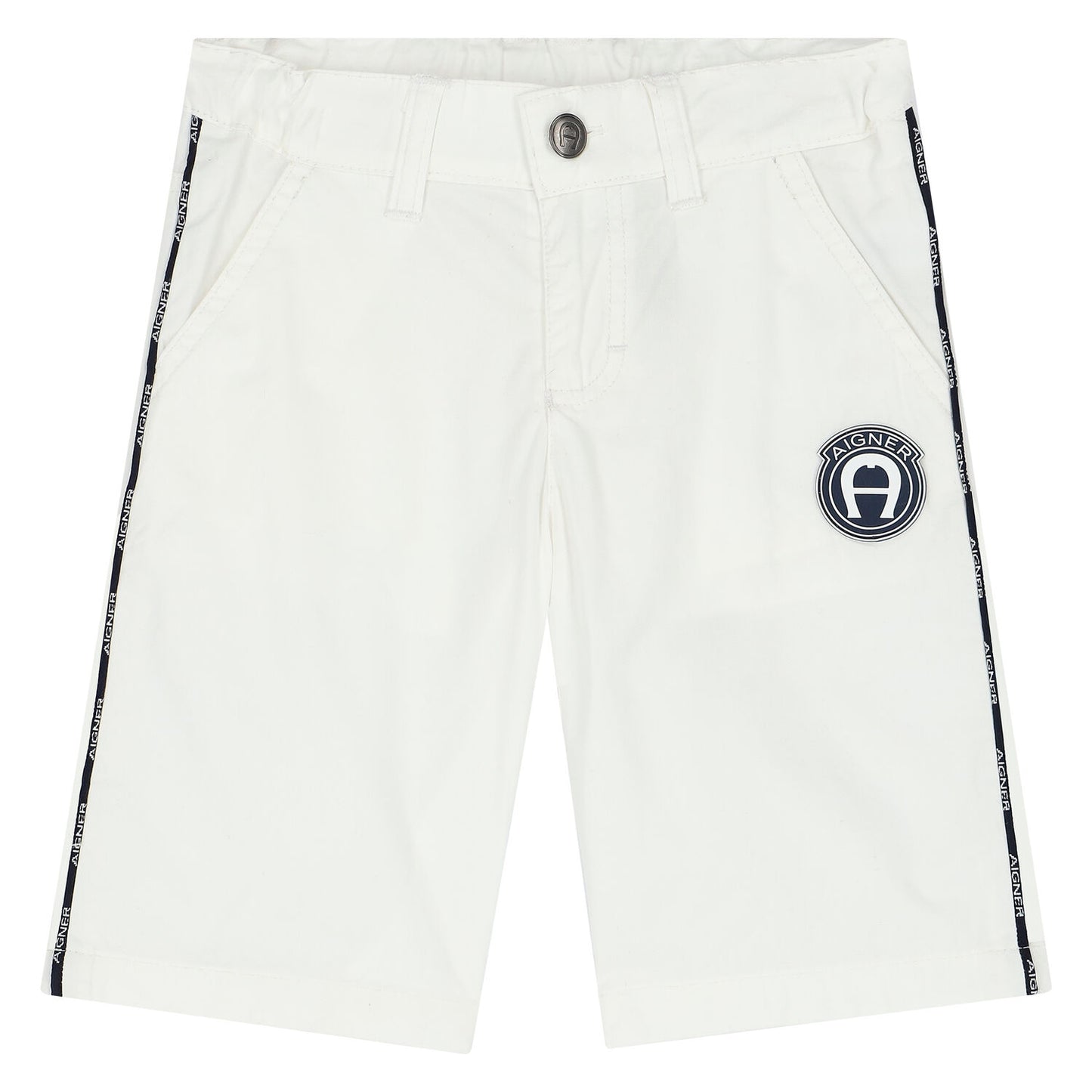 AIGNER Boys White Logo Chino Shorts