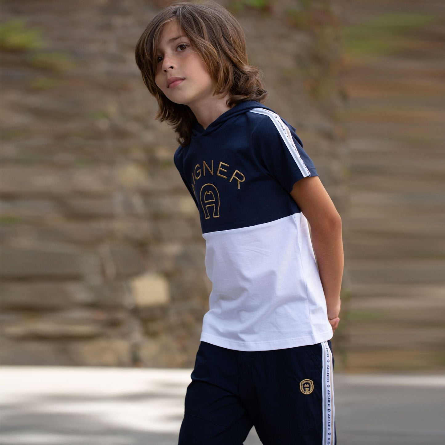 AIGNER Boys Navy Logo Shorts
