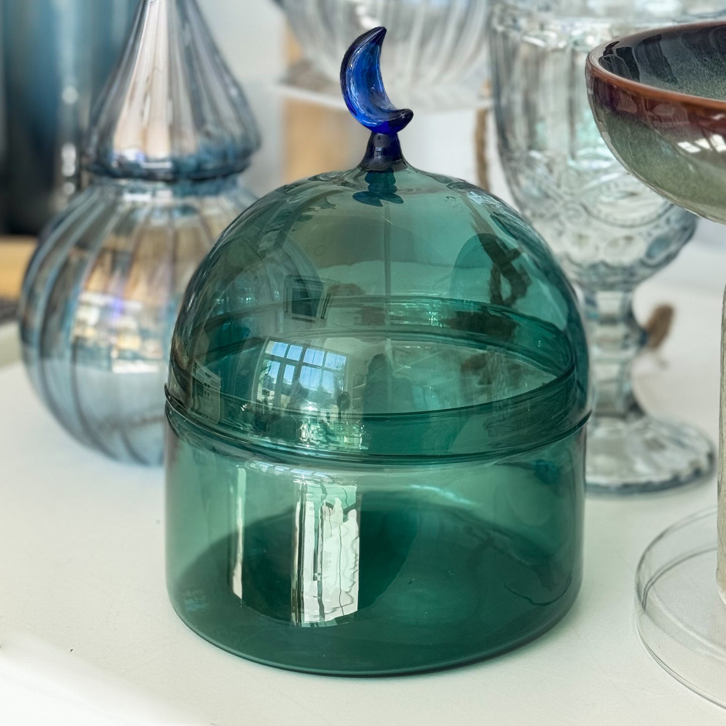 Moon Glass Jar - Green