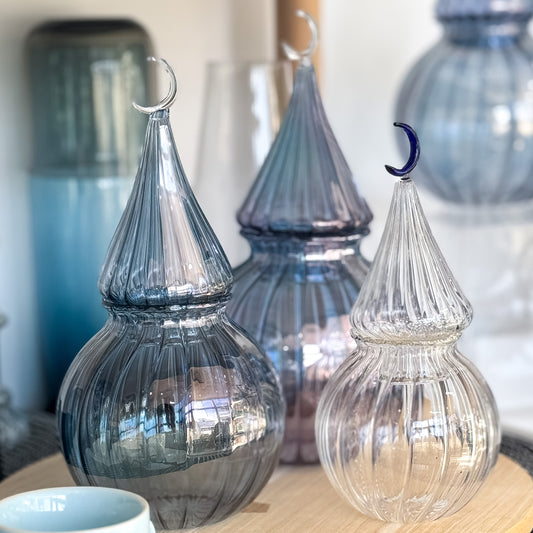 Moon Glass Jar - Blue