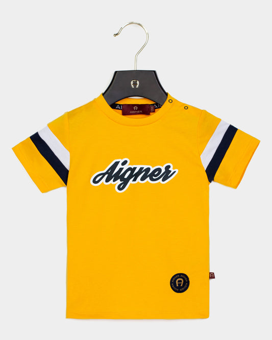 AIGNER Younger Boys Yellow Logo T-Shirts