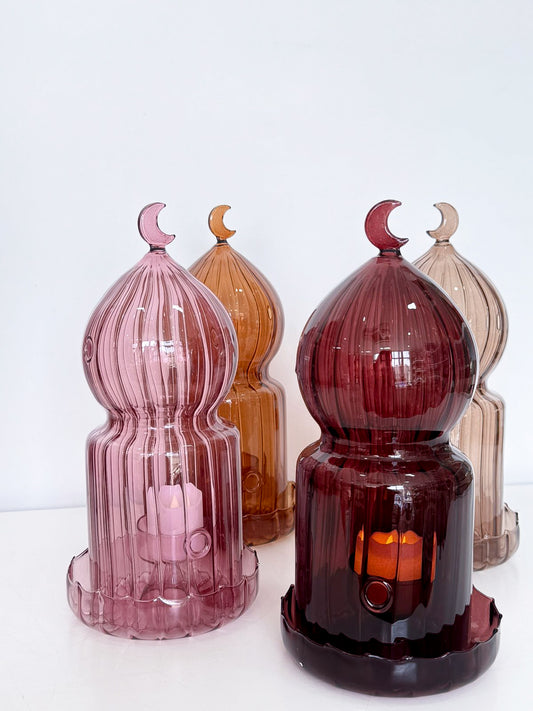Moon Glass Lantern - Light Pink