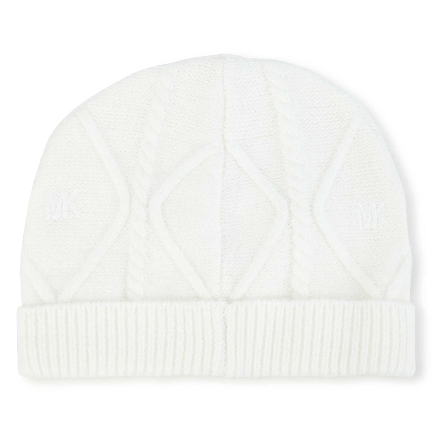 MICHAEL KORS Unisex Pull on Hat + Slippers Offwhite Set