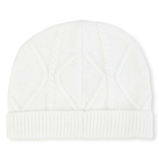 MICHAEL KORS Unisex Pull on Hat + Slippers Ivory Set