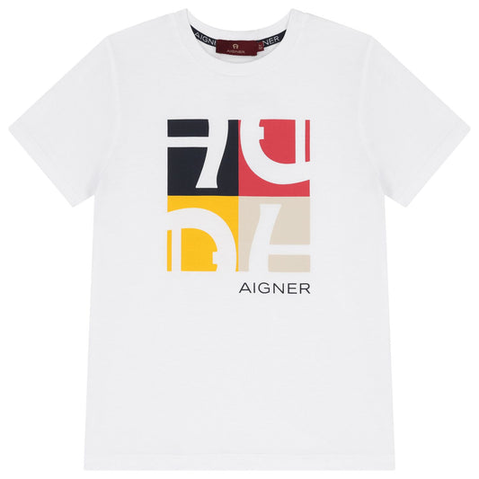 AIGNER Boys White Logo T-Shirt