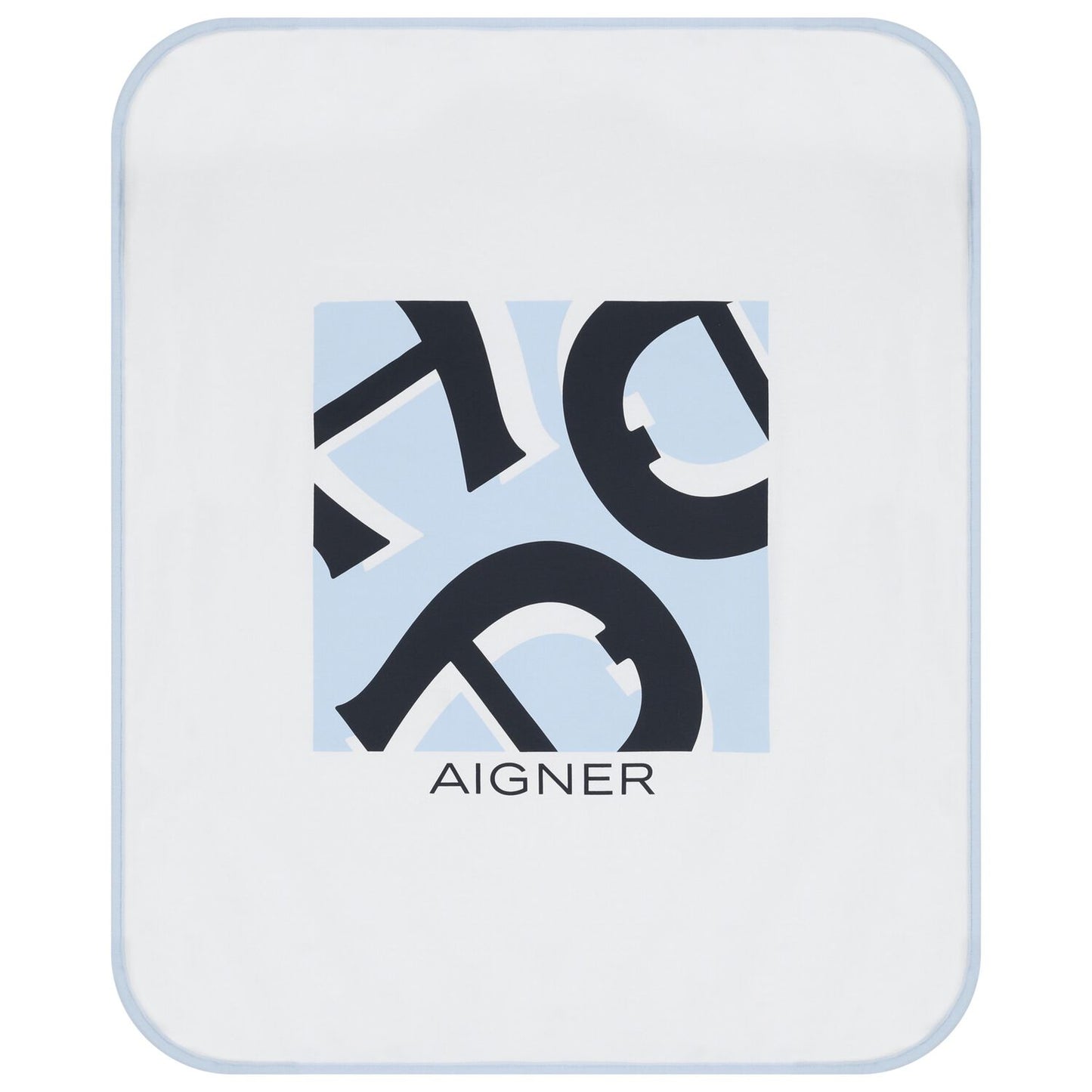 AIGNER Baby Boys White & Baby Blue Logo Blanket