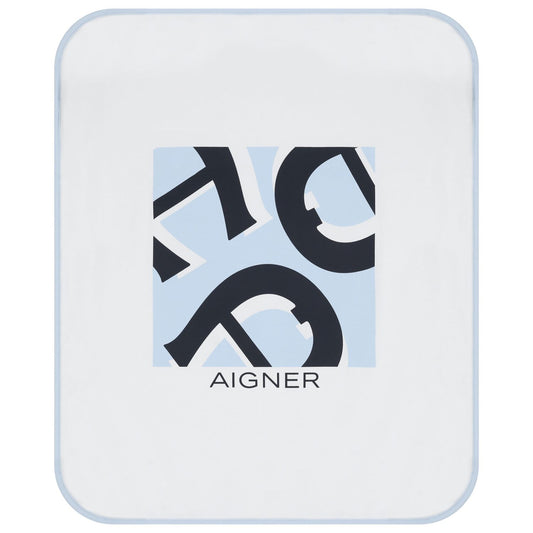 AIGNER Baby Boys White & Baby Blue Logo Blanket