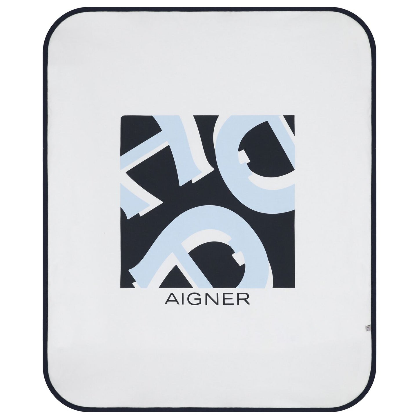 AIGNER Baby Boys White & Navy Blue Logo Blanket