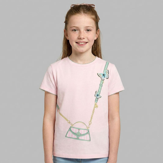 AIGNER Girls Pink Logo Bag T-Shirt