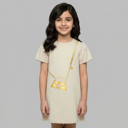 AIGNER Girls Beige Bag Logo Dress