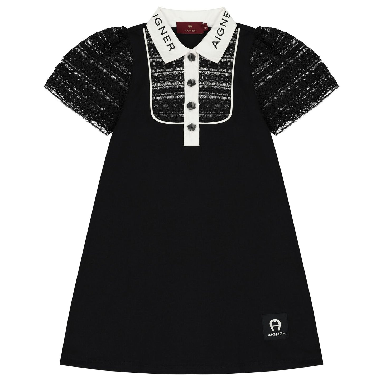 AIGNER Girls Black Logo Lace Dress