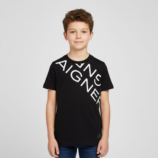 AIGNER Boys Black Logo T-Shirt