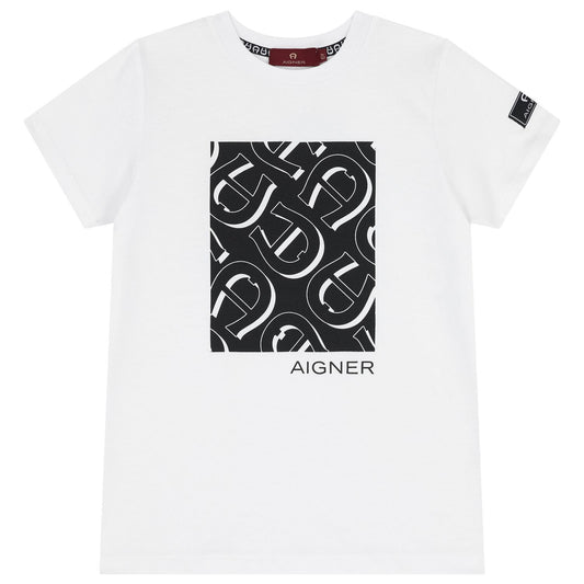 AIGNER Boys White Logo T-Shirt