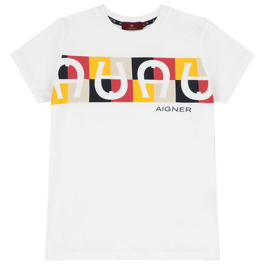 AIGNER Boys White Logo T-Shirt