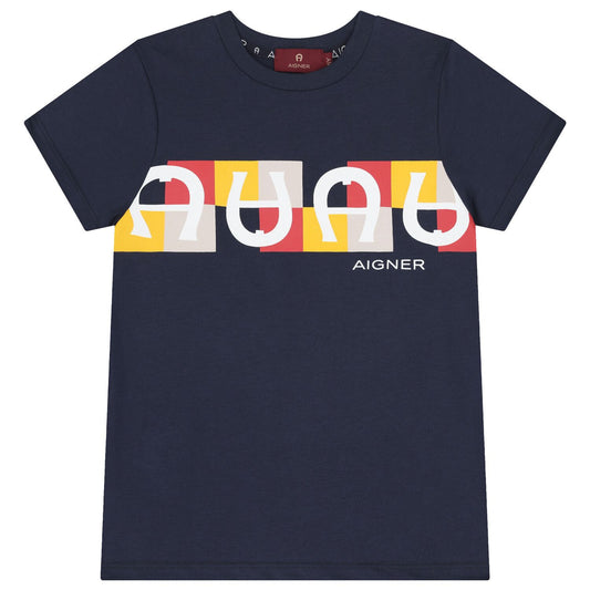 AIGNER Boys Navy Logo T-Shirt
