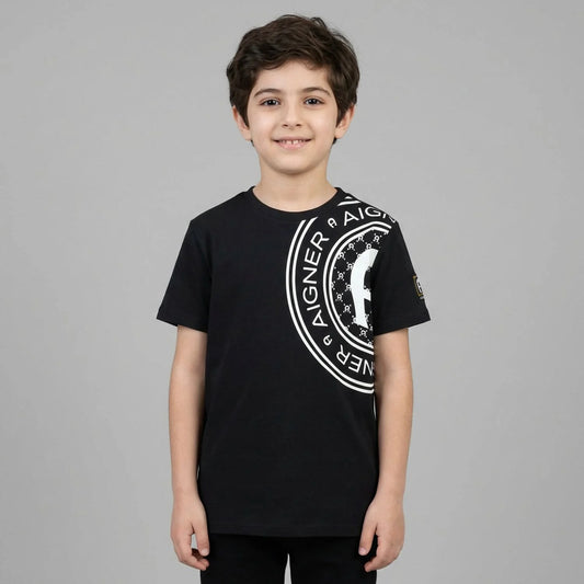 AIGNER Boys Black Logo T-Shirt