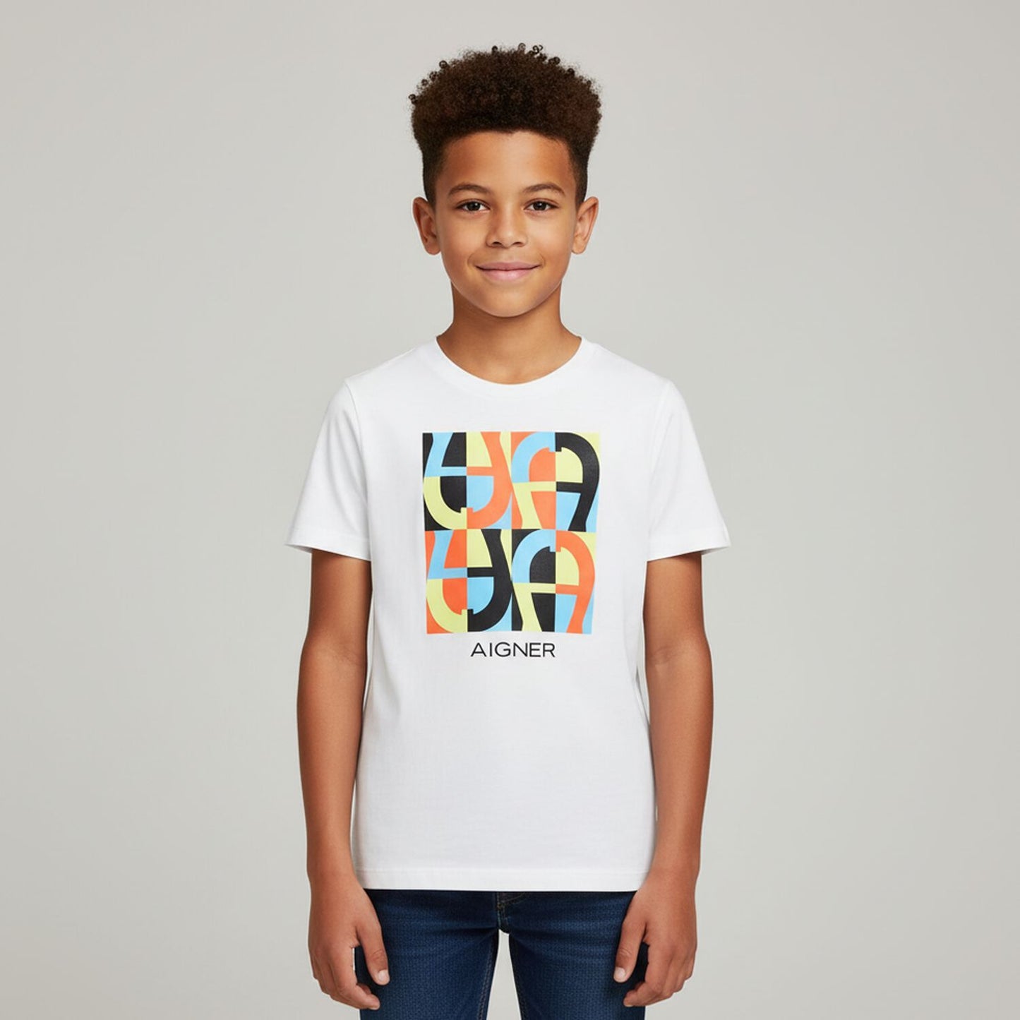 AIGNER Boys White Logo T-Shirt