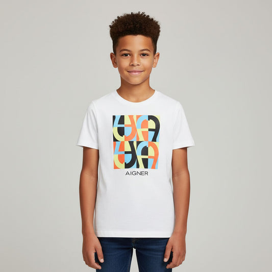 AIGNER Boys White Logo T-Shirt