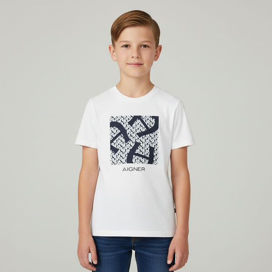AIGNER Boys White Logo T-Shirt