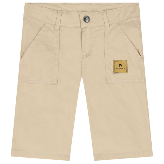AIGNER Boys Beige Logo Shorts