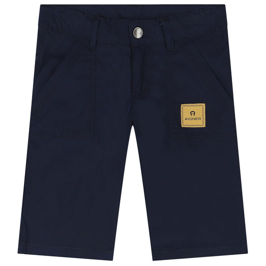 AIGNER Boys Navy Blue Logo Shorts