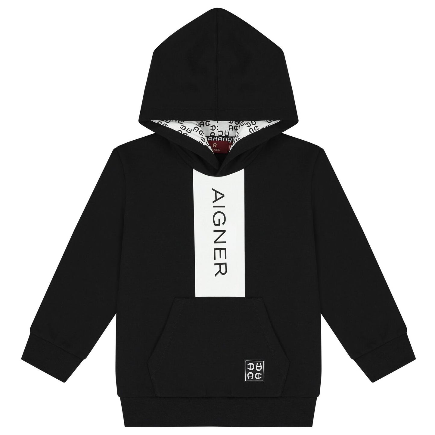 AIGNER Boys Black Logo Hooded Top