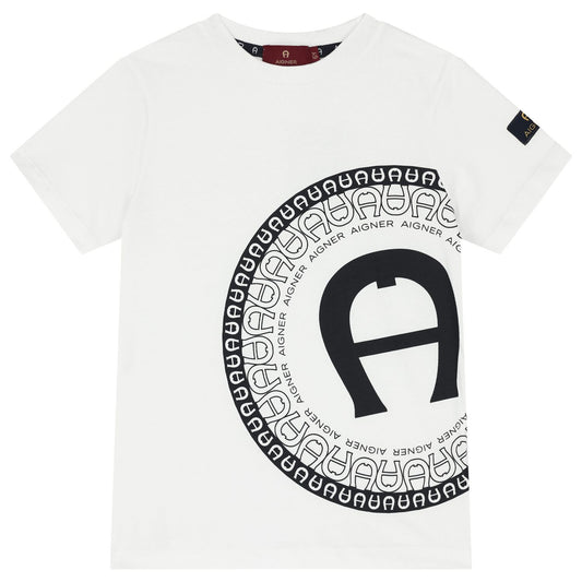AIGNER Boys White Logo T-Shirt