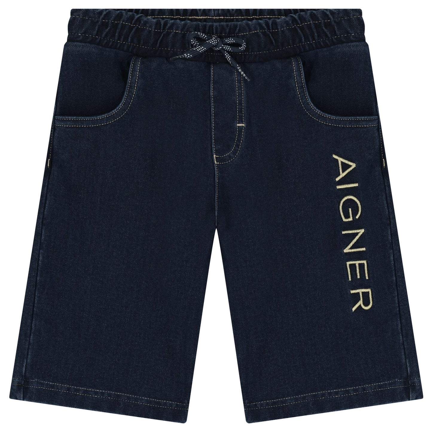 AIGNER Boys Blue Logo Denim Shorts