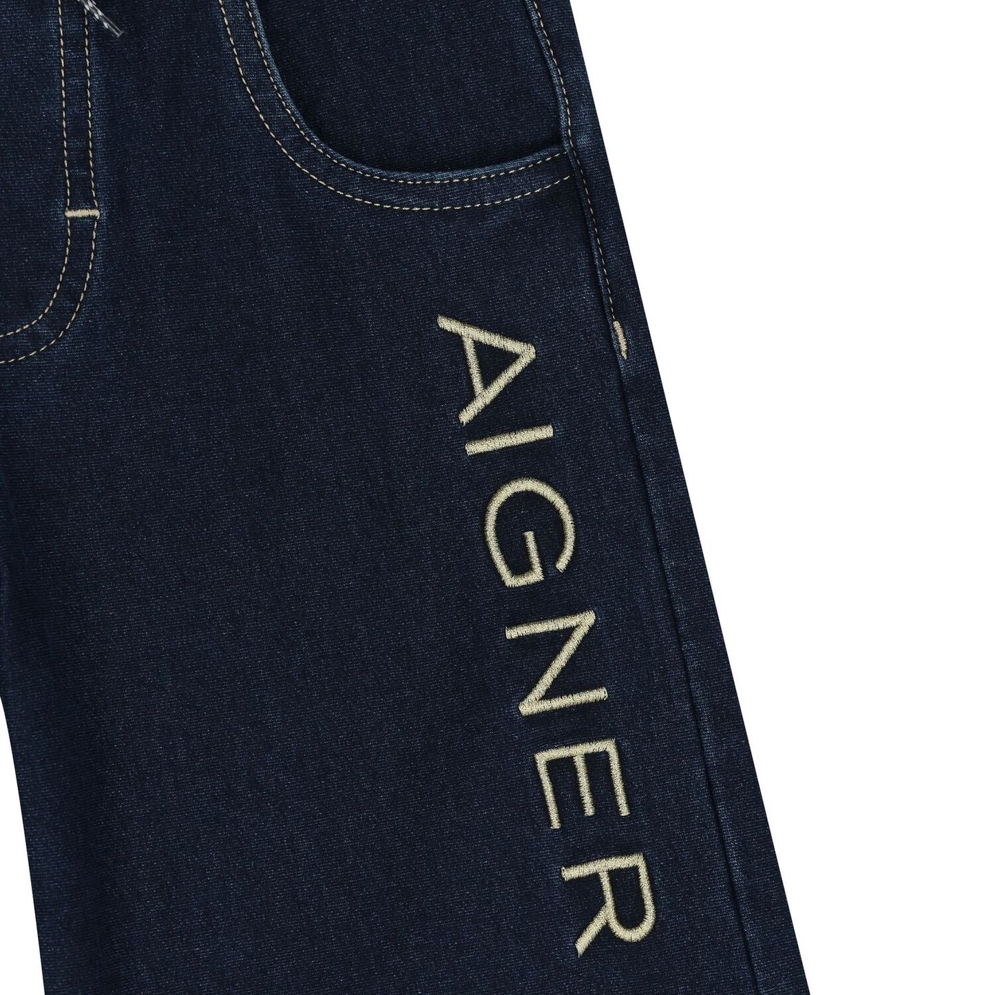 AIGNER Boys Blue Logo Denim Shorts
