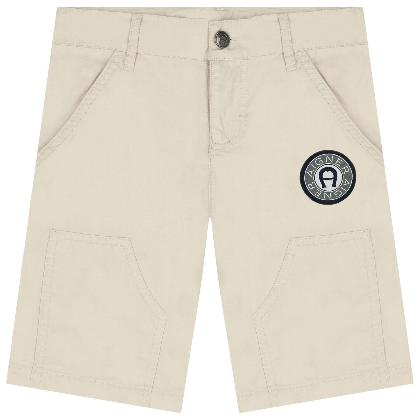 AIGNER Boys Beige Logo Shorts