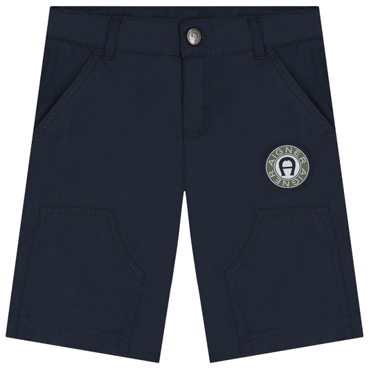 AIGNER Boys Navy Blue Logo Shorts