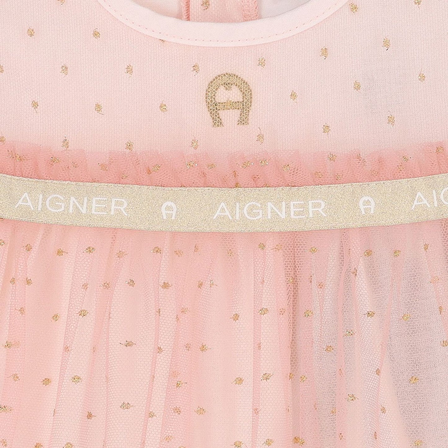 AIGNER Younger Girls Pink Logo Tulle Dress