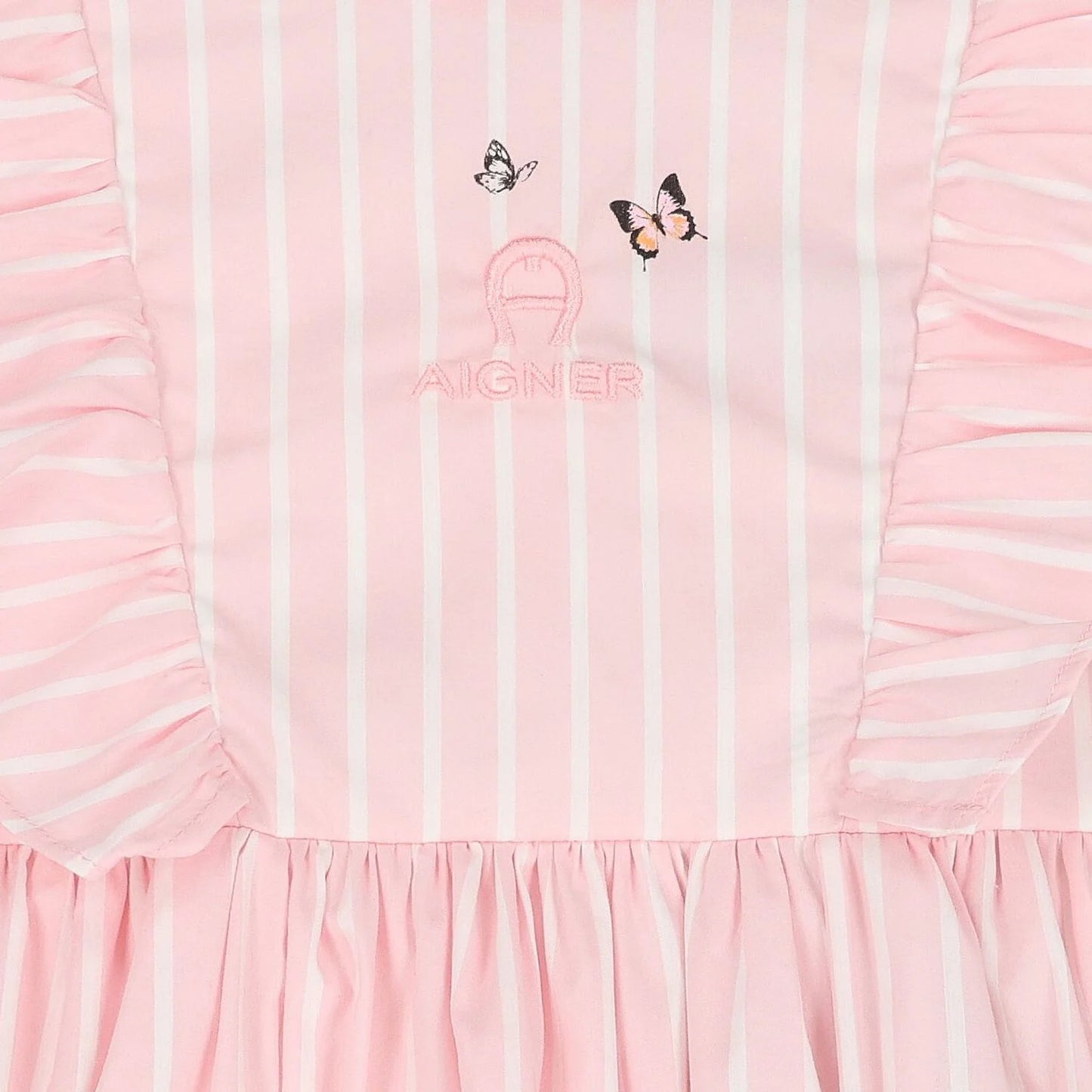 AIGNER Younger Girls Pink Logo Striped Dress